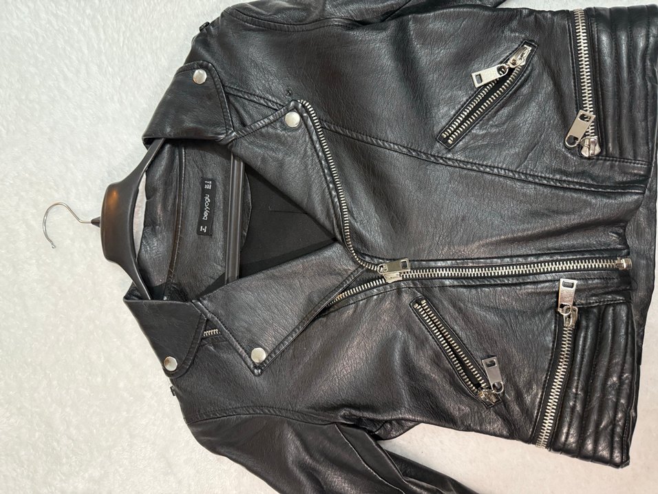 Siyah Deri Biker Ceket - Görsel 4