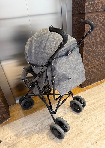 Gri Bebek Arabası Katlanabilir Şemsiye baston  Model - Görsel 3