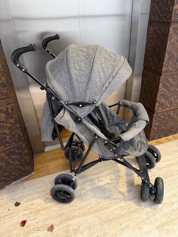 Gri Bebek Arabası Katlanabilir Şemsiye baston  Model - Görsel 4