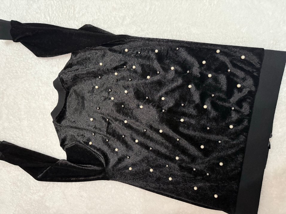 Siyah Kadife Boncuklu Kadın Ceket - Görsel 4