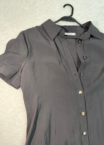 Düğmeli Siyah Çan elbise - Görsel 3