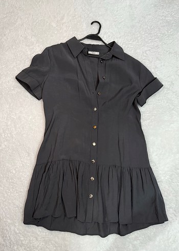 Düğmeli Siyah Çan elbise - Görsel 2