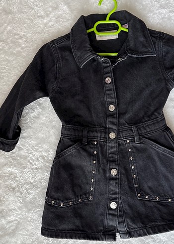 Kız Çocuk Siyah Denim Elbise - Görsel 5