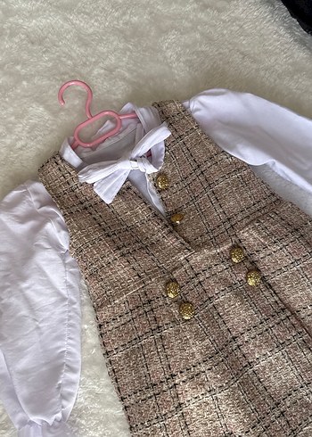 Kız Çocuk Kahverengi Klasik Elbise - Görsel 4