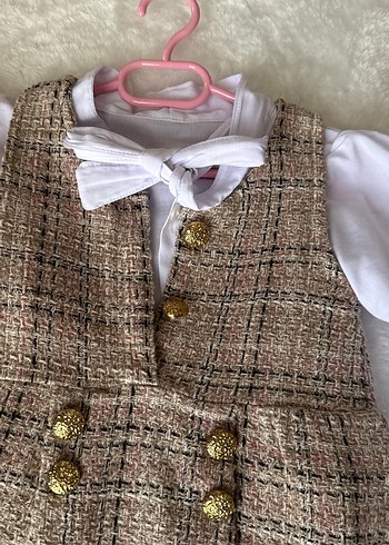 Kız Çocuk Kahverengi Klasik Elbise - Görsel 5