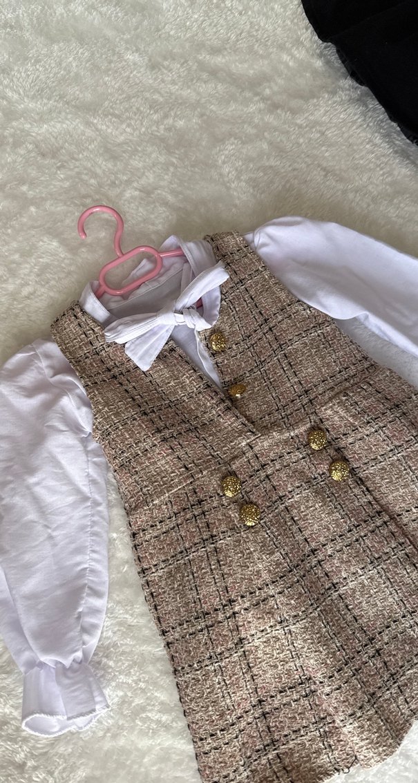 Kız Çocuk Kahverengi Klasik Elbise - Görsel 4