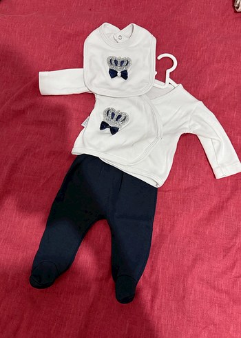 Bebek Erkek Beyaz Sweatshirt ve Lacivert Pantolon Takım - Görsel 4