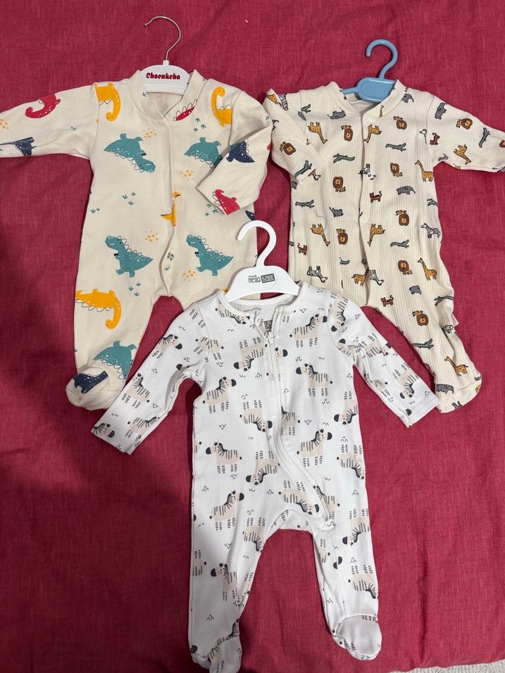 Renkli Baskılı Uzun Kollu Bebek Tulumları - Görsel 5