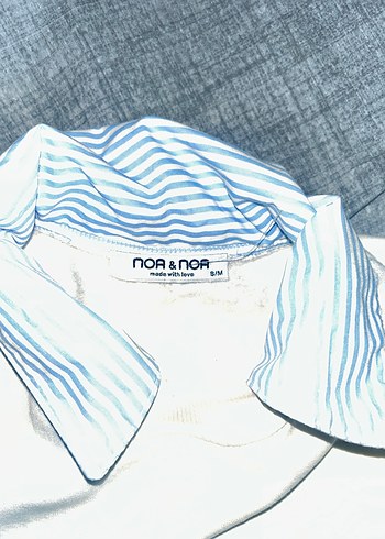 Uzun Kollu Beyaz kendinden gömlekli sweat - Görsel 2