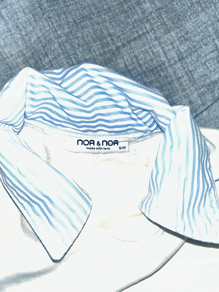 Uzun Kollu Beyaz kendinden gömlekli sweat - Görsel 2