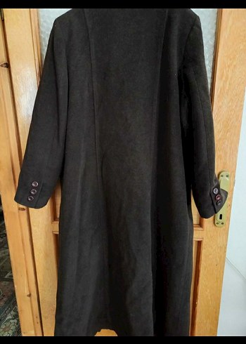 Düğmeli Kahverengi Uzun Kadın Kaban - Görsel 2