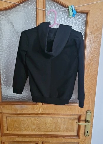Siyah Kapüşonlu Mini Fermuarlı Çocuk Ceket - Görsel 2