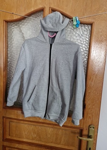 Kız Çocuk Gri Fermuarlı Sweatshirt - Görsel 2