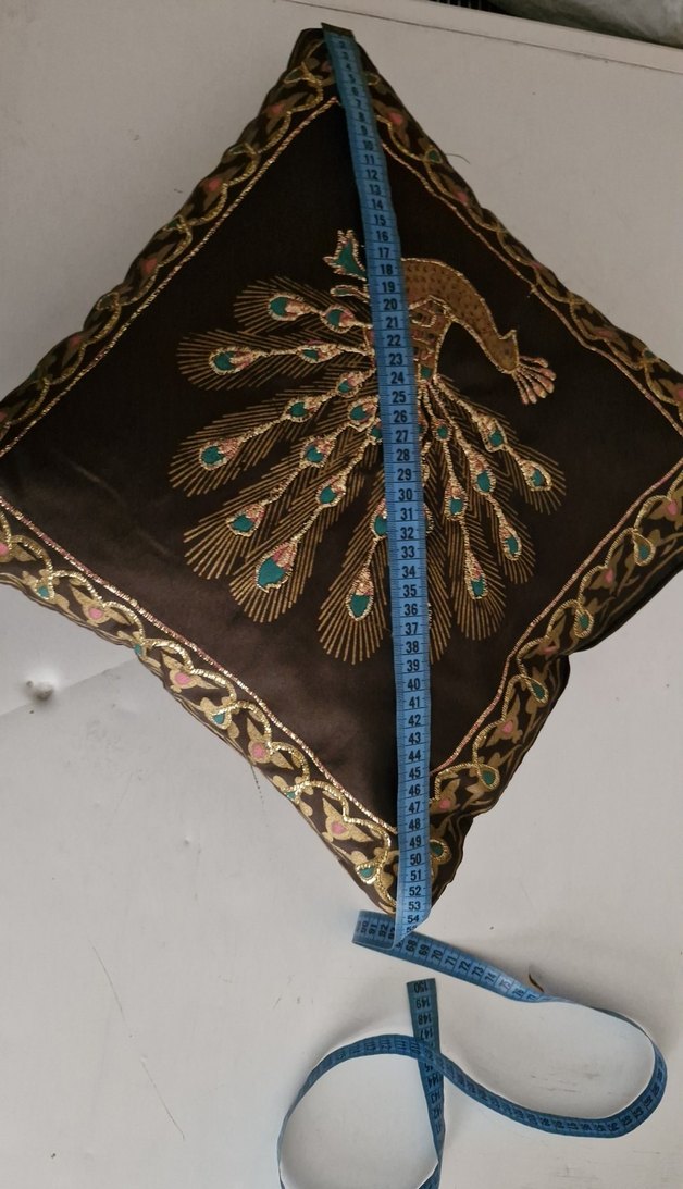 Koyu Kahverengi Nakışlı Bohem Dekoratif Minder - Görsel 4