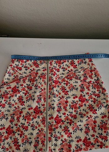 Çiçek Desenli Fermuarlı cebli Mini Etek - Görsel 2