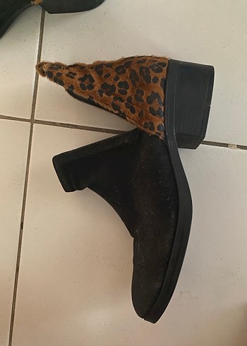 37 Beden kahverengi Renk Kürklü Leopar Desenli Kahverengi Süet Dolgu Topuk Bot