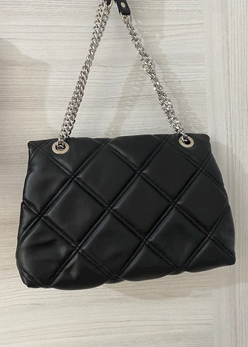 Zincir Detaylı Siyah Deri Kadın Çanta - Görsel 2