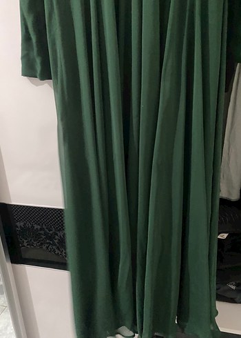 Yeşil Uzun Kollu Nakışlı Abiye Elbise - Görsel 3