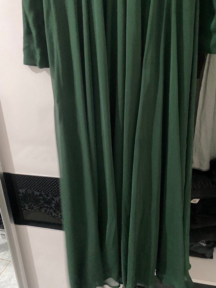 Yeşil Uzun Kollu Nakışlı Abiye Elbise - Görsel 3