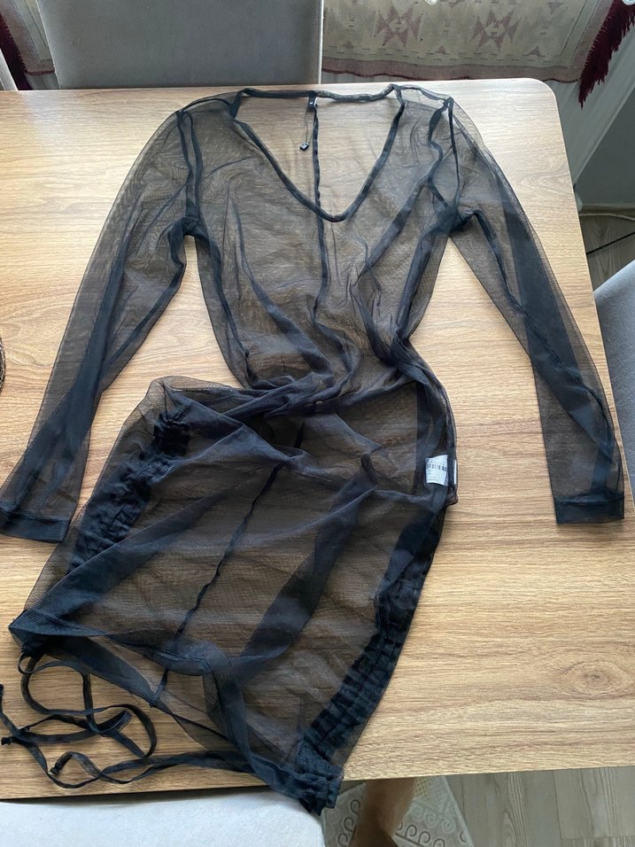 Uzun Siyah Transparan Pareo - Görsel 2