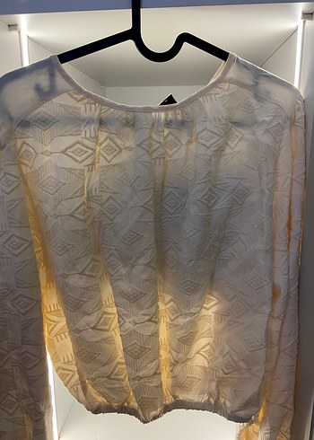 Nakışlı, Düğmeli ekru gömlek - Görsel 2