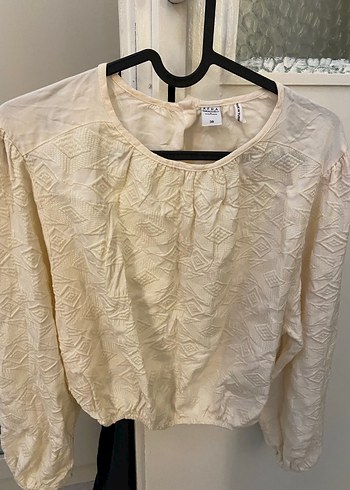 Nakışlı, Düğmeli ekru gömlek - Görsel 4