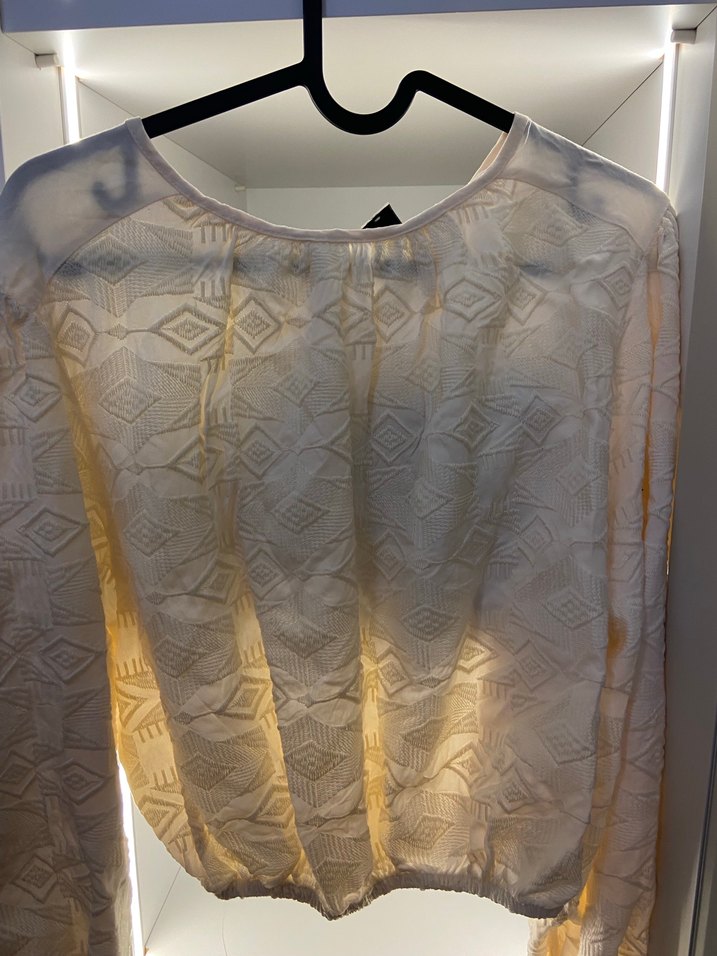 Nakışlı, Düğmeli ekru gömlek - Görsel 2