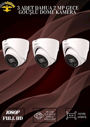 Dahua 2 MP 3 KAMERALI IP / DOME FULL PAKET - Görsel 2
