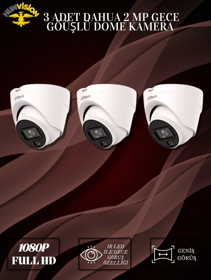 Dahua 2 MP 3 KAMERALI IP / DOME FULL PAKET - Görsel 2