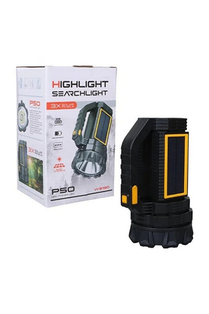 Powermaster  Solar Şarjlı El Feneri Uzun Mesafe Işıldak - Görsel 4