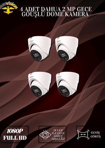 Dahua 2 MP 4 KAMERALI IP / DOME FULL PAKET - Görsel 2