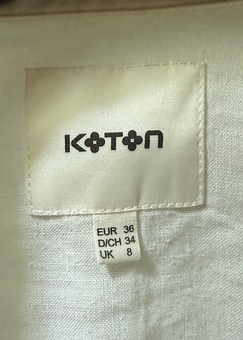 Koton Düğmeli Beyaz Keten Kadın Ceket - Görsel 2