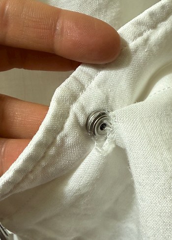 Koton Düğmeli Beyaz Keten Kadın Ceket - Görsel 5