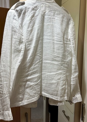 Koton Düğmeli Beyaz Keten Kadın Ceket - Görsel 3