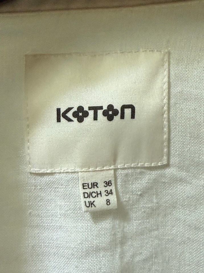 Koton Düğmeli Beyaz Keten Kadın Ceket - Görsel 2