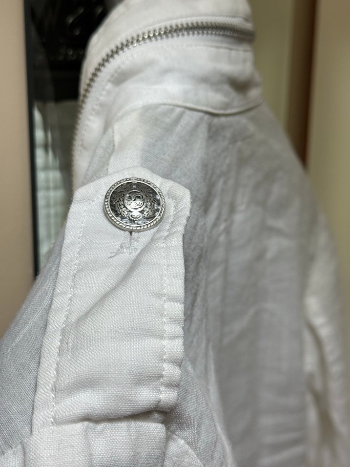 Koton Düğmeli Beyaz Keten Kadın Ceket - Görsel 4