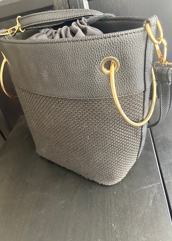  Beden siyah Renk Siyah Kumaş & deri Minimalist Kadın Çanta