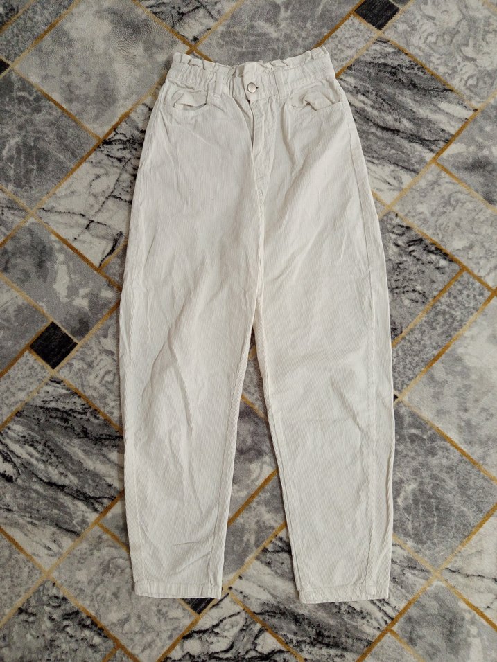 Gri Rahat Kesim Kadın Keten Pantolon - Görsel 2