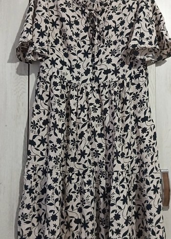 Bohem V Yaka Fırfırlı Uzun Elbise - Görsel 2