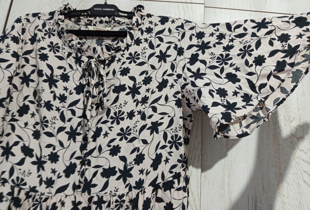 Bohem V Yaka Fırfırlı Uzun Elbise - Görsel 3