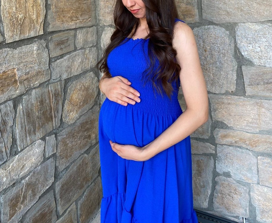 Mavi Uzun Askılı Bohem Elbise - Görsel 4