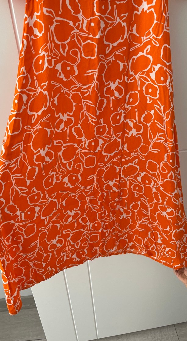 Turuncu Desenli Uzun Salaş Elbise - Görsel 2