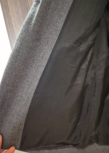 38 Beden Düğmeli Gri Midi Kadın Blazer Ceket
