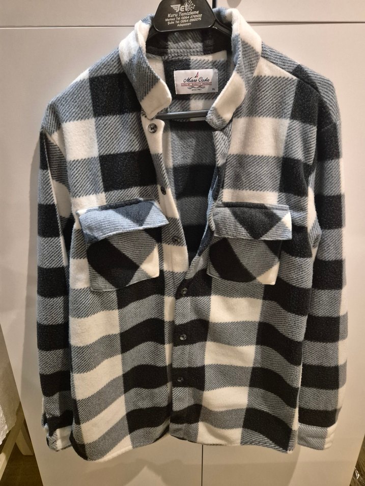 Gri Ekose kadın Uzun Kollu Gömlek - Görsel 2