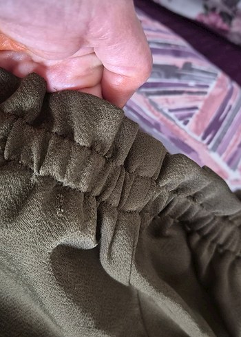 Drapeli midi Kahverengi Keten Etek - Görsel 4