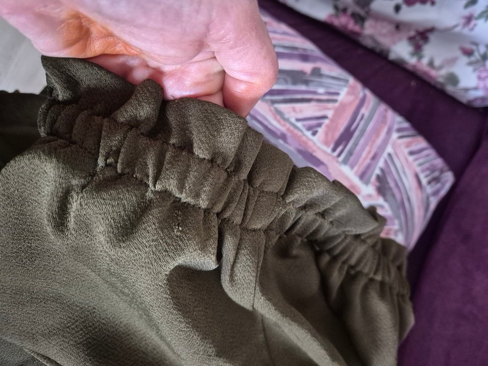 Drapeli midi Kahverengi Keten Etek - Görsel 4