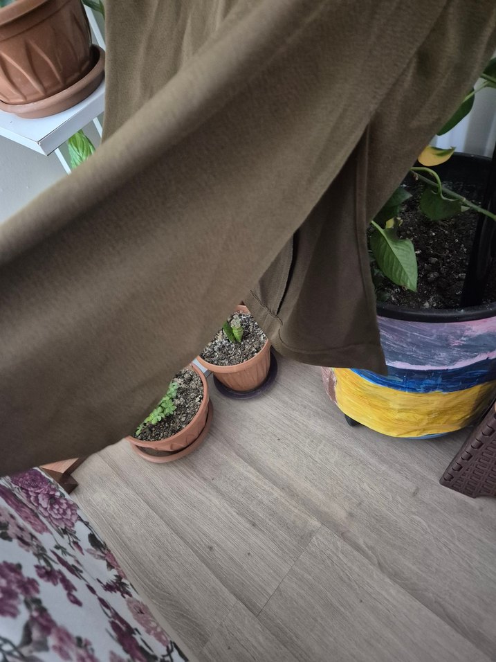 Drapeli midi Kahverengi Keten Etek - Görsel 2