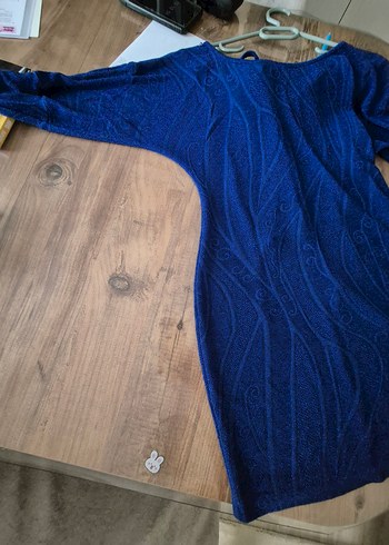 Bisiklet Yaka Uzun Kollu Lacivert Elbise - Görsel 6