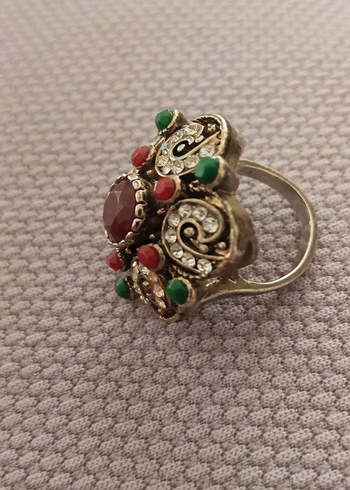 Renkli Boncuklu Vintage Kadın Yüzük - Görsel 6