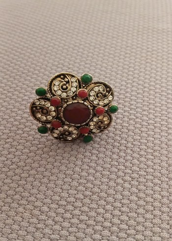 Renkli Boncuklu Vintage Kadın Yüzük - Görsel 5